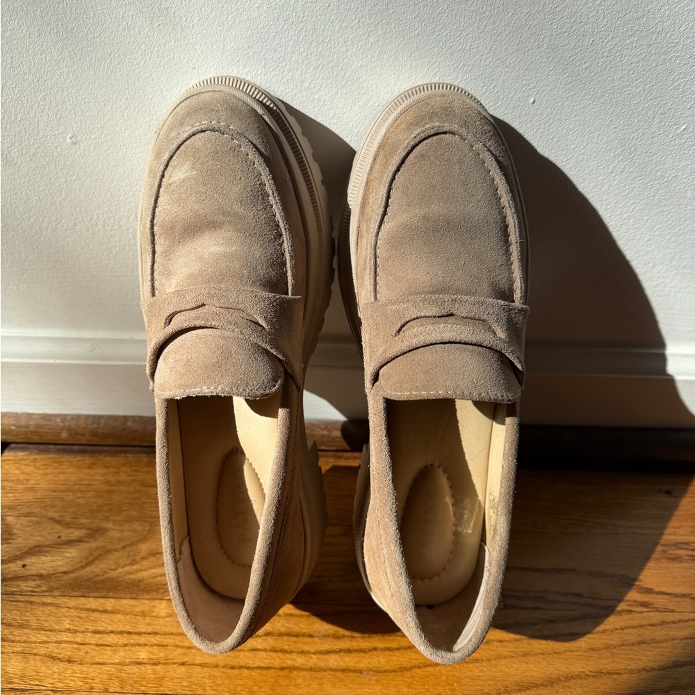 Women’s Portland Leather Patina Suede Chunky Platform Loafers Tan/Taupe/Beige